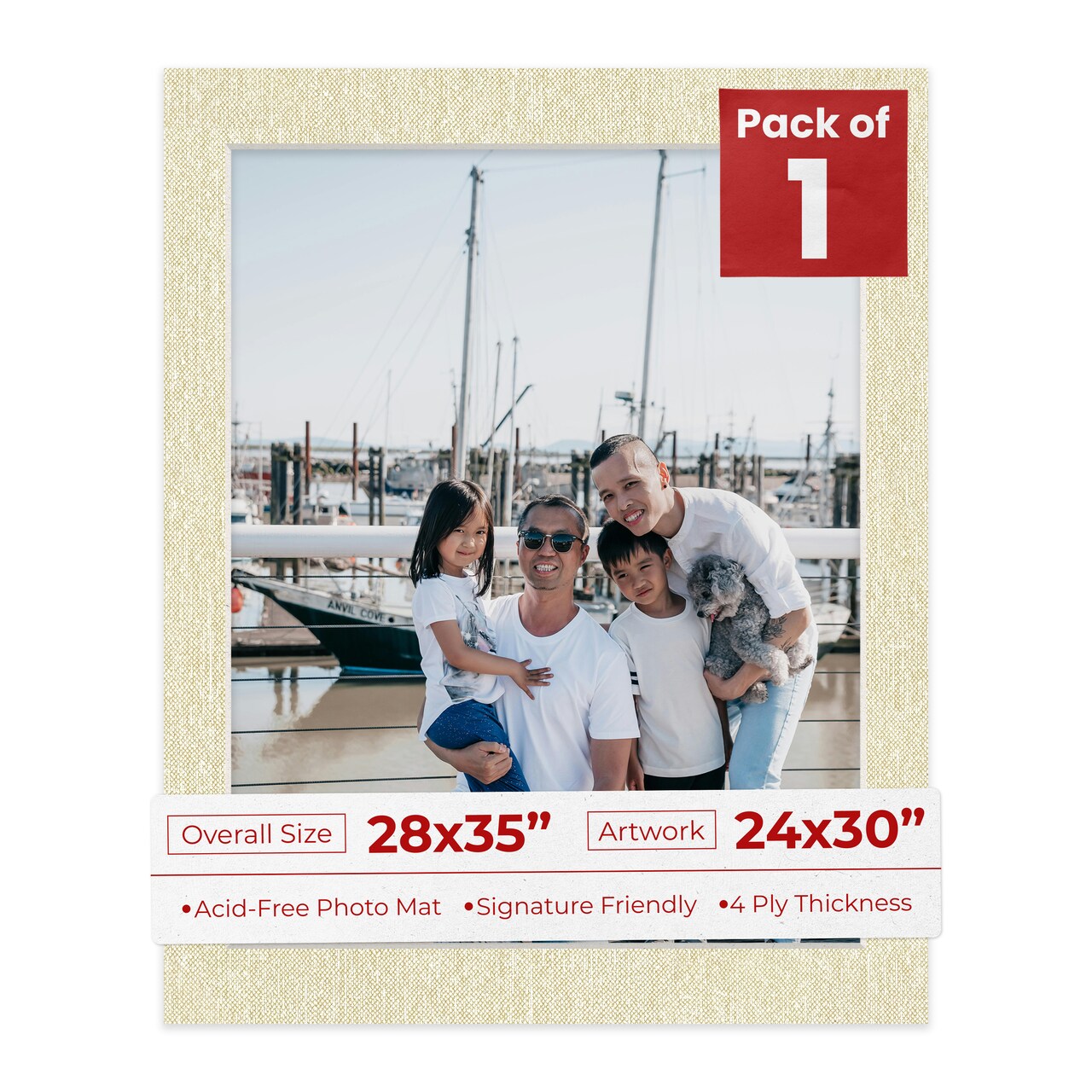 Off White Canvas Mat Board for 28x35 Frames - Fits 24x30 Photos